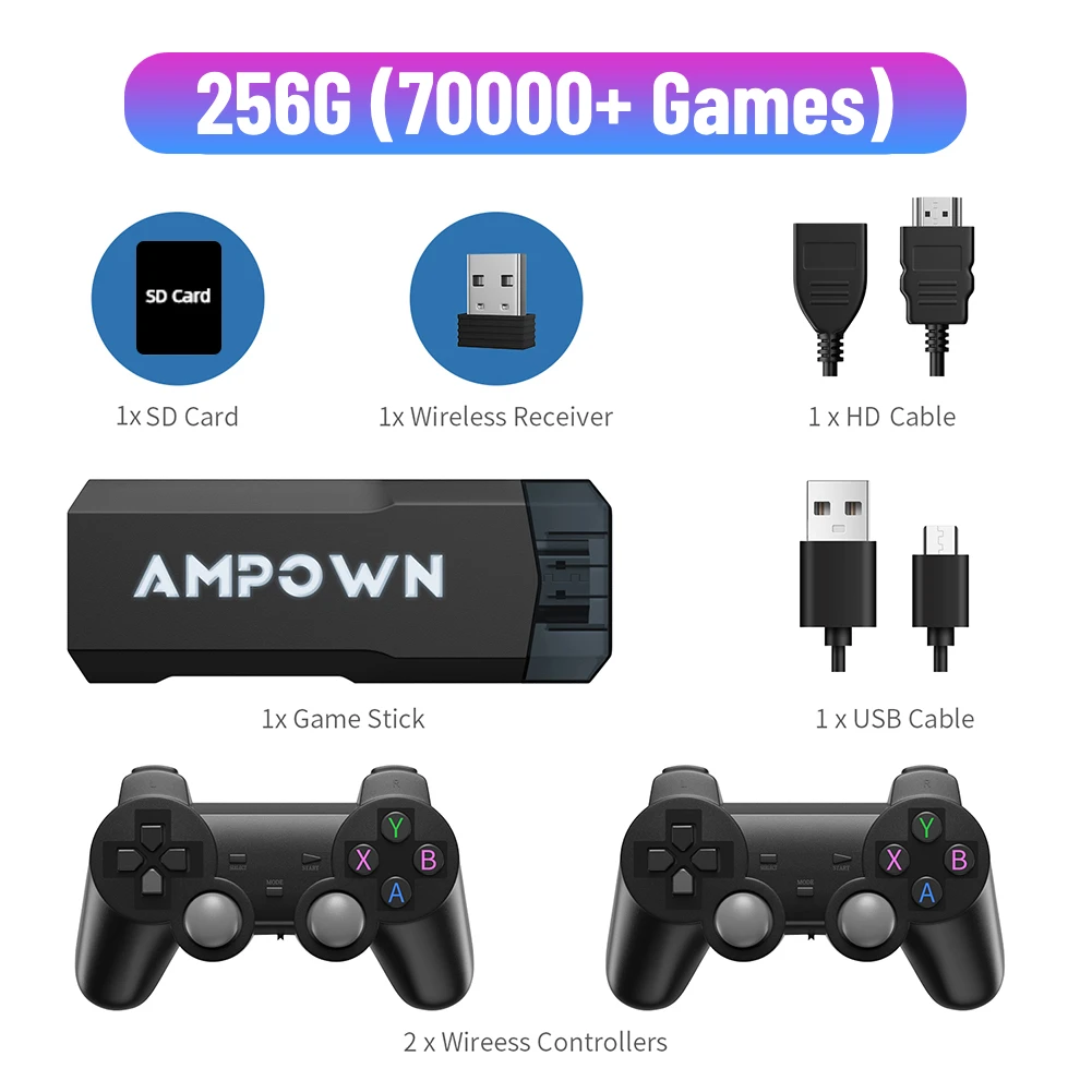 Ampown gd20 console de jogos 4k 60fps hdmi saída de - Imagem 4