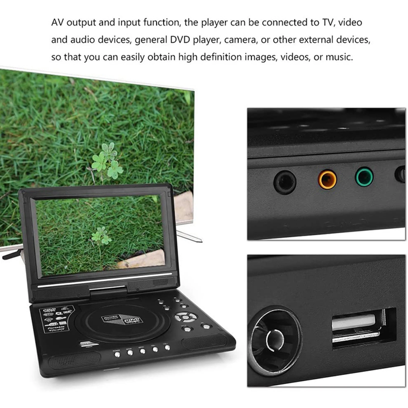 9,8 polegadas 16:9 widescreen 270 ° Tela LCD rotativa Home - Imagem 5