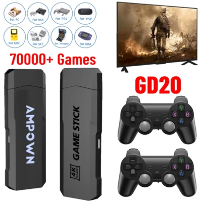 Game Stick 4k hd console de videogame retrô 64g + 10000